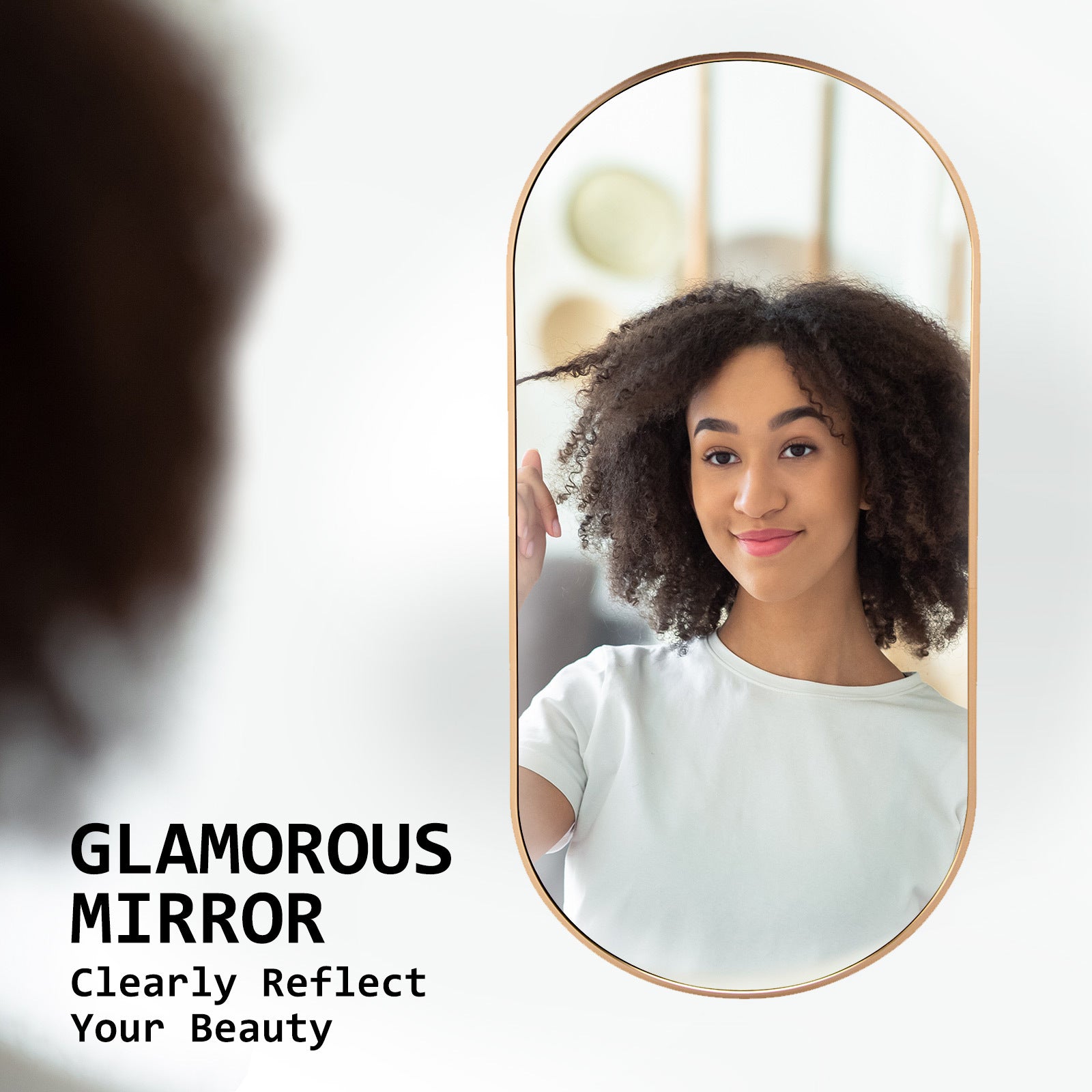 La Bella Gold Wall Mirror Oval Aluminum Frame Makeup Decor Bathroom Vanity 45x100cm-Health &amp; Beauty &gt; Makeup Mirrors-PEROZ Accessories