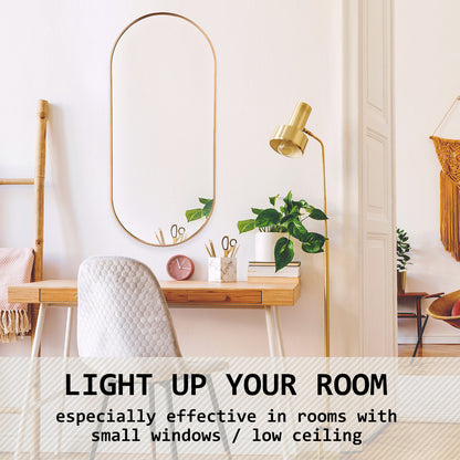 La Bella Gold Wall Mirror Oval Aluminum Frame Makeup Decor Bathroom Vanity 45x100cm-Health &amp; Beauty &gt; Makeup Mirrors-PEROZ Accessories