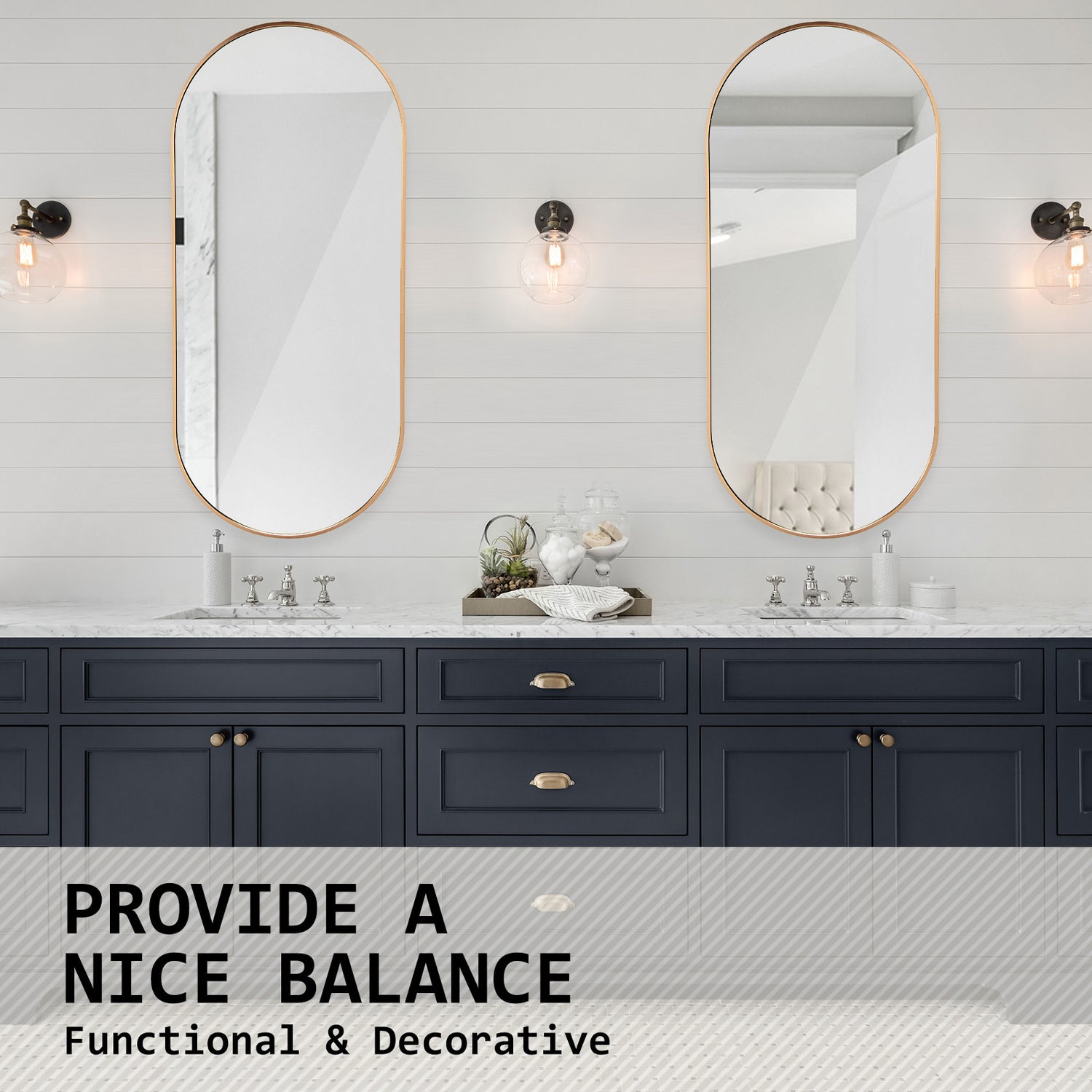 La Bella Gold Wall Mirror Oval Aluminum Frame Makeup Decor Bathroom Vanity 45x100cm-Health &amp; Beauty &gt; Makeup Mirrors-PEROZ Accessories
