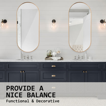 La Bella Gold Wall Mirror Oval Aluminum Frame Makeup Decor Bathroom Vanity 45x100cm-Health &amp; Beauty &gt; Makeup Mirrors-PEROZ Accessories