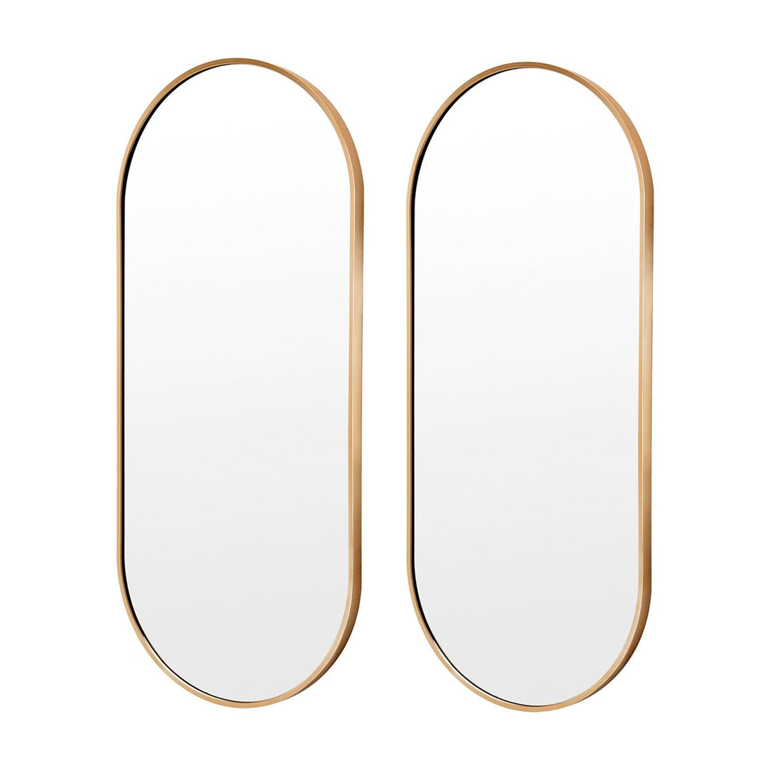 2 Set La Bella Gold Wall Mirror Oval Aluminum Frame Makeup Decor Bathroom Vanity 45x100cm-Health &amp; Beauty &gt; Makeup Mirrors-PEROZ Accessories