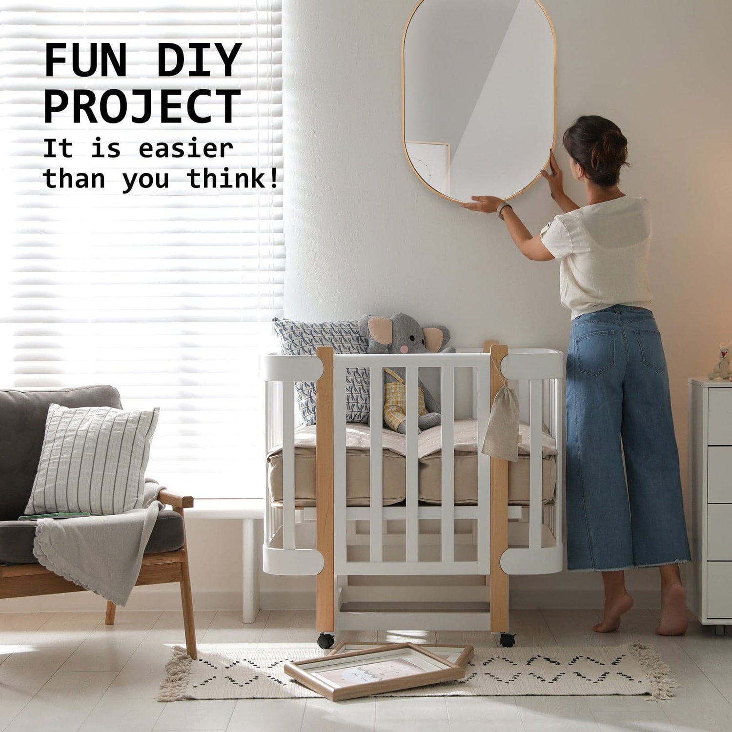 La Bella Gold Wall Mirror Oval Aluminum Frame Makeup Decor Bathroom Vanity 50 x 75cm-Health &amp; Beauty &gt; Makeup Mirrors-PEROZ Accessories