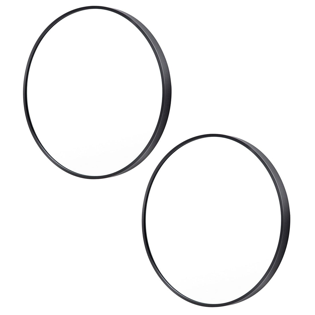 2 Set La Bella Black Wall Mirror Round Aluminum Frame Makeup Decor Bathroom Vanity 80cm-Health &amp; Beauty &gt; Makeup Mirrors-PEROZ Accessories