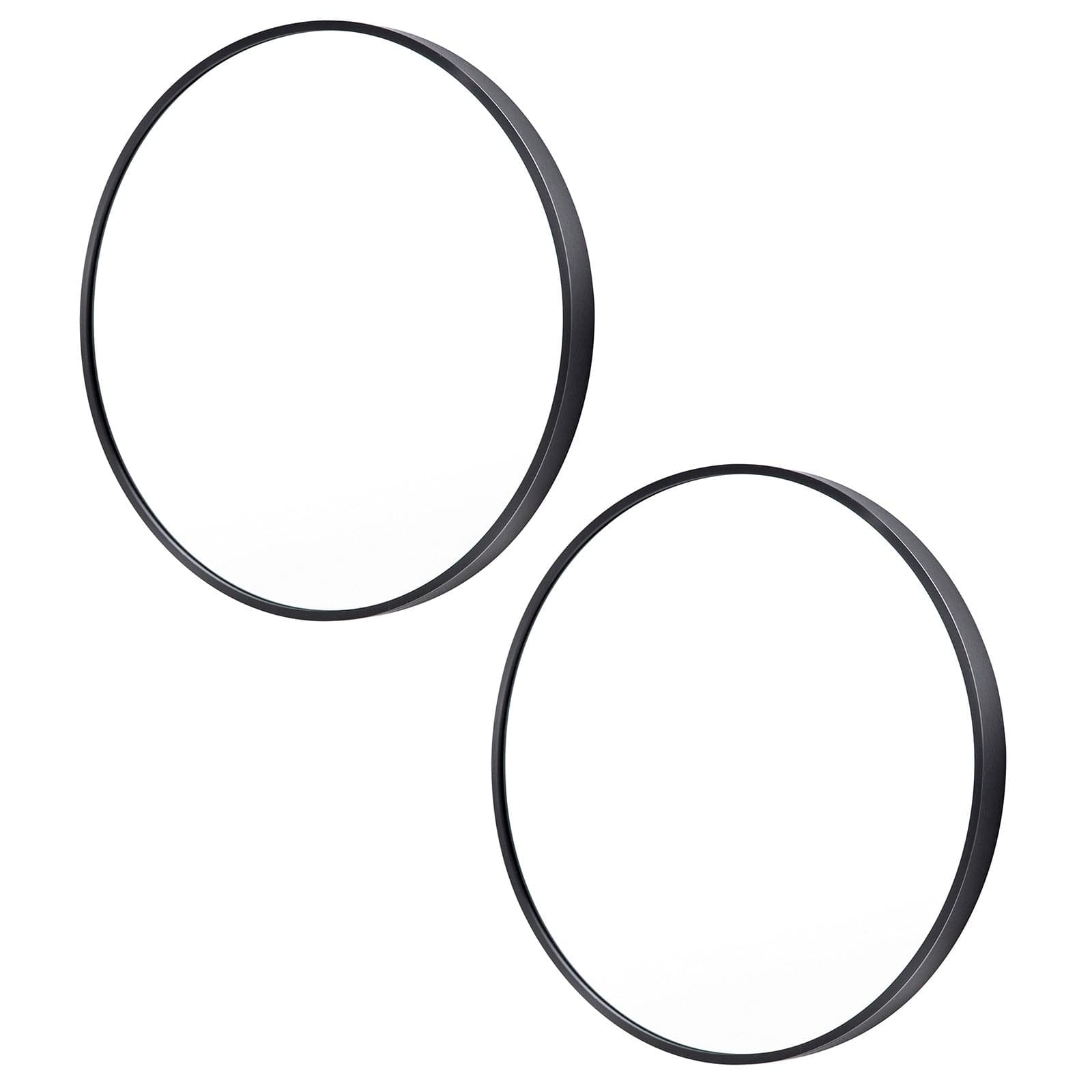 2 Set La Bella Black Wall Mirror Round Aluminum Frame Makeup Decor Bathroom Vanity 80cm-Health &amp; Beauty &gt; Makeup Mirrors-PEROZ Accessories