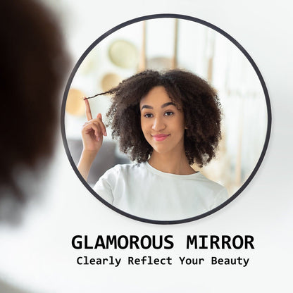 2 Set La Bella Black Wall Mirror Round Aluminum Frame Makeup Decor Bathroom Vanity 80cm-Health &amp; Beauty &gt; Makeup Mirrors-PEROZ Accessories