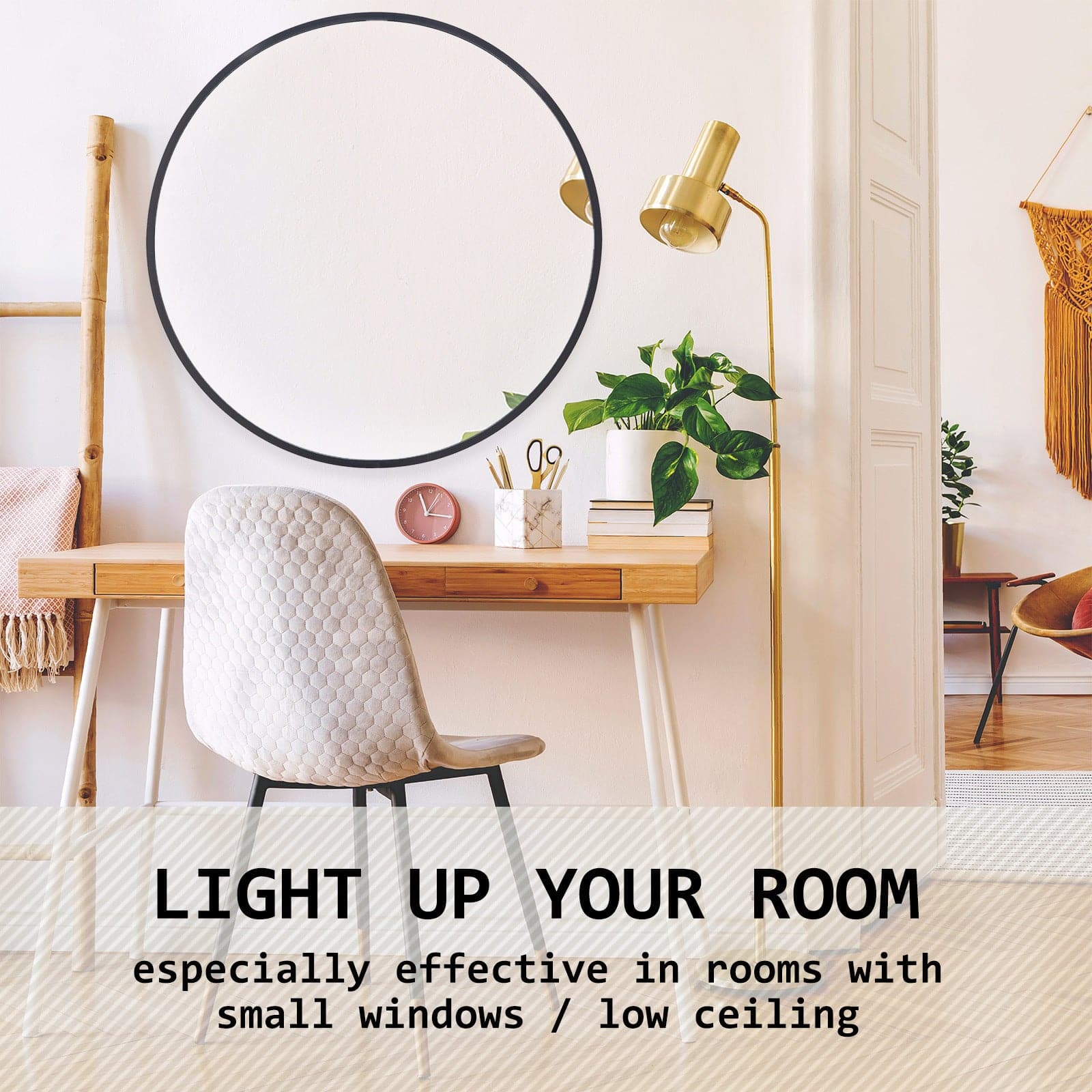 2 Set La Bella Black Wall Mirror Round Aluminum Frame Makeup Decor Bathroom Vanity 80cm-Health &amp; Beauty &gt; Makeup Mirrors-PEROZ Accessories