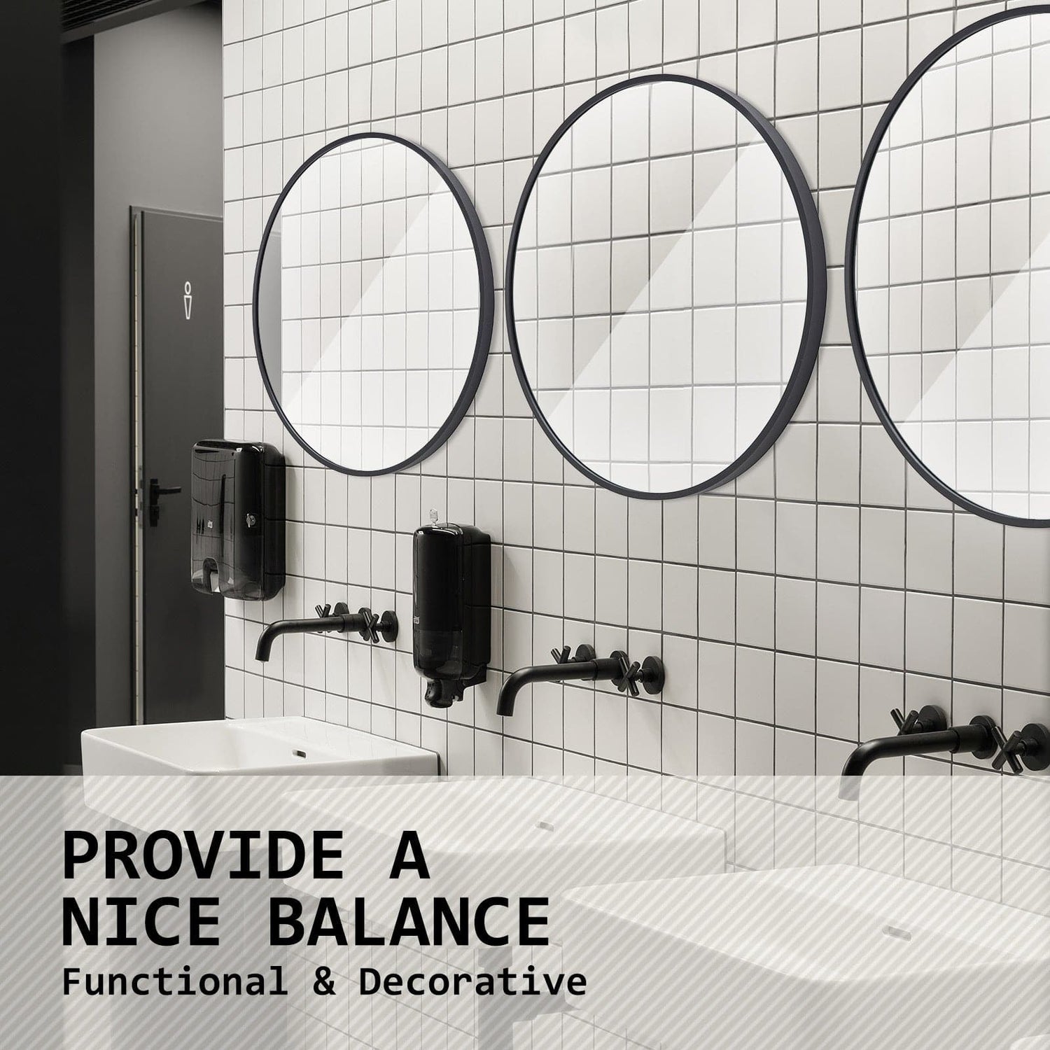 2 Set La Bella Black Wall Mirror Round Aluminum Frame Makeup Decor Bathroom Vanity 80cm-Health &amp; Beauty &gt; Makeup Mirrors-PEROZ Accessories