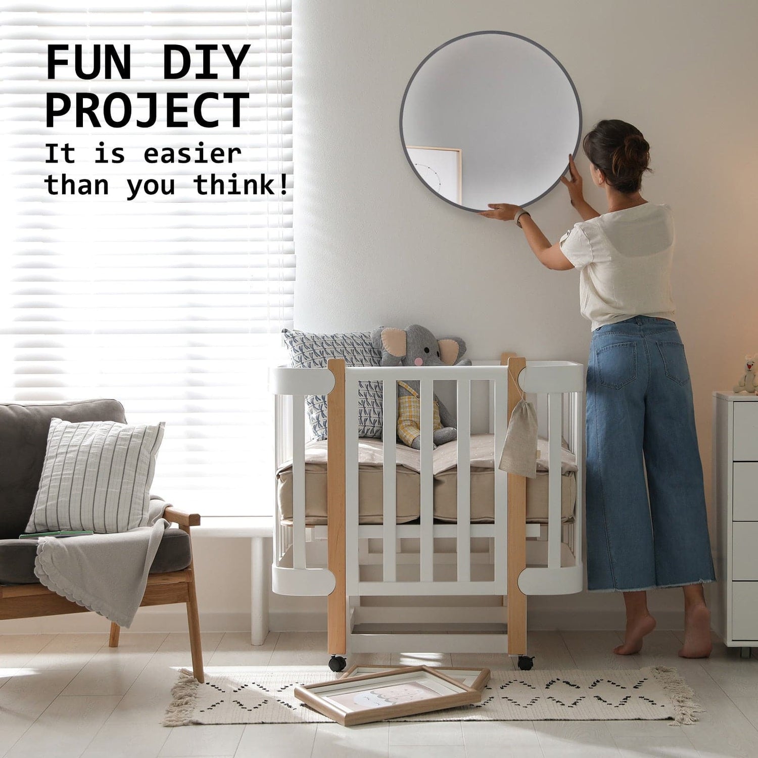 2 Set La Bella Black Wall Mirror Round Aluminum Frame Makeup Decor Bathroom Vanity 80cm-Health &amp; Beauty &gt; Makeup Mirrors-PEROZ Accessories