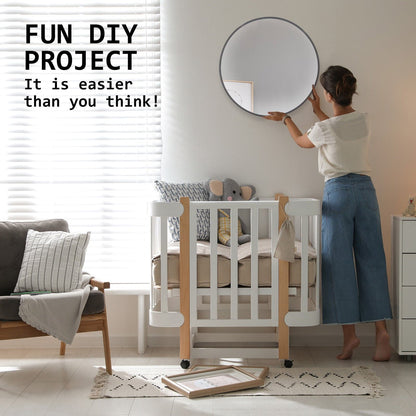 2 Set La Bella Black Wall Mirror Round Aluminum Frame Makeup Decor Bathroom Vanity 80cm-Health &amp; Beauty &gt; Makeup Mirrors-PEROZ Accessories
