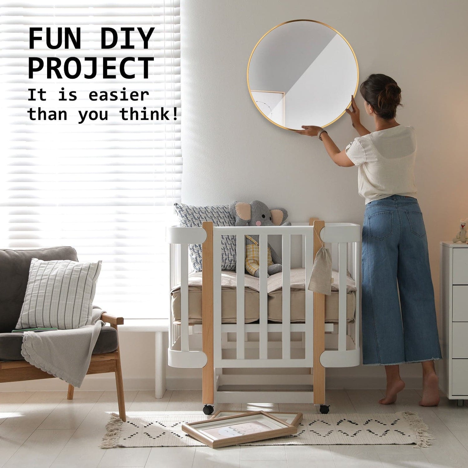 La Bella Gold Wall Mirror Round Aluminum Frame Makeup Decor Bathroom Vanity 70cm-Health &amp; Beauty &gt; Makeup Mirrors-PEROZ Accessories