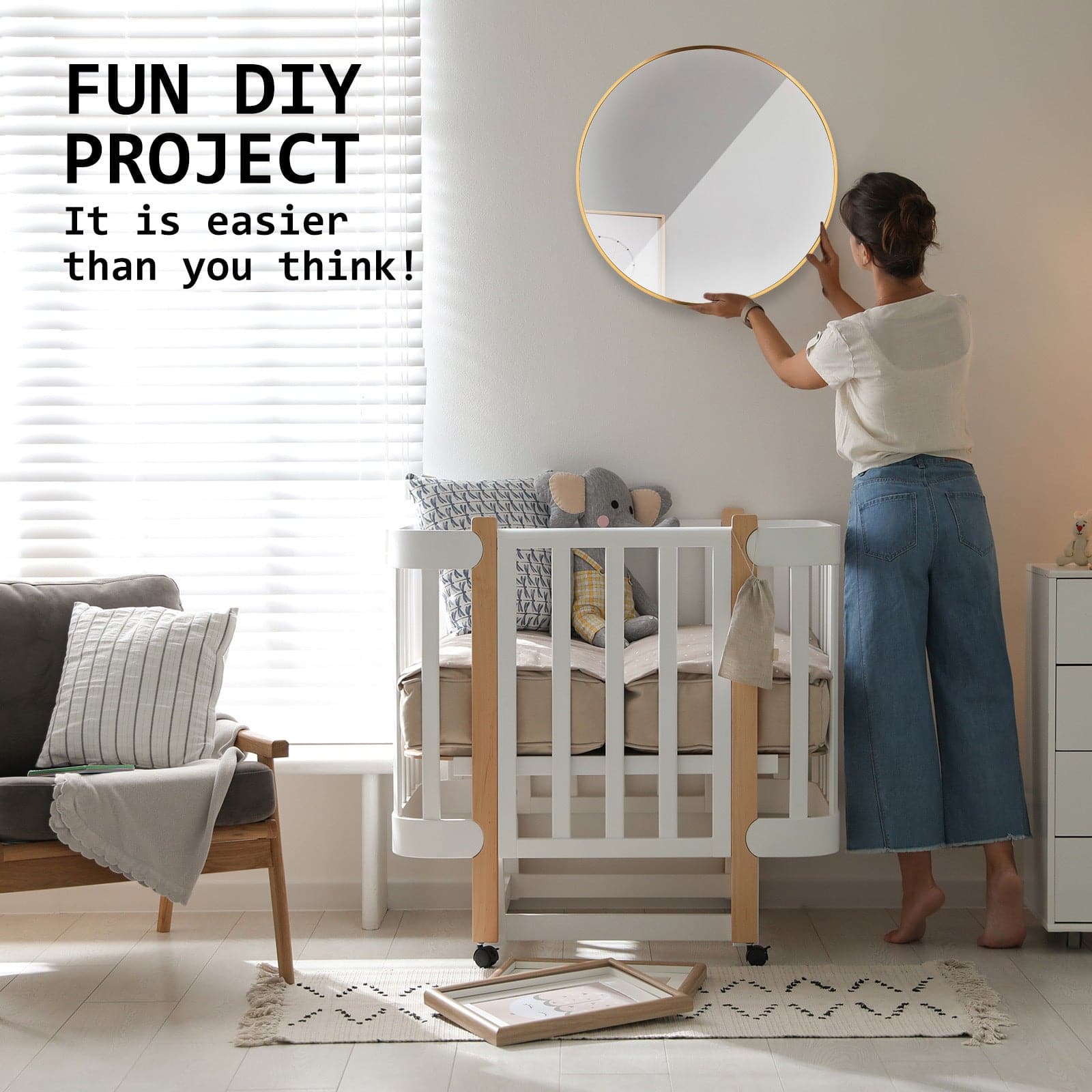 La Bella Gold Wall Mirror Round Aluminum Frame Makeup Decor Bathroom Vanity 70cm-Health &amp; Beauty &gt; Makeup Mirrors-PEROZ Accessories