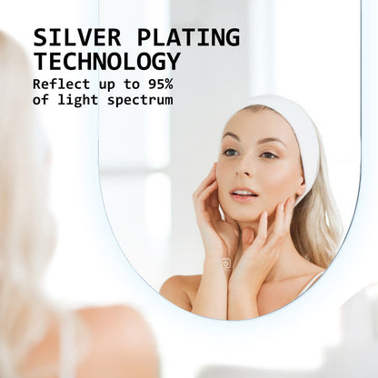 La Bella LED Wall Mirror Oval Touch Anti-Fog Makeup Decor Bathroom Vanity 45 x 100cm-Health &amp; Beauty &gt; Makeup Mirrors-PEROZ Accessories
