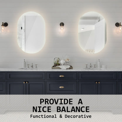 La Bella LED Wall Mirror Oval Touch Anti-Fog Makeup Decor Bathroom Vanity 50 x 75cm-Health &amp; Beauty &gt; Makeup Mirrors-PEROZ Accessories