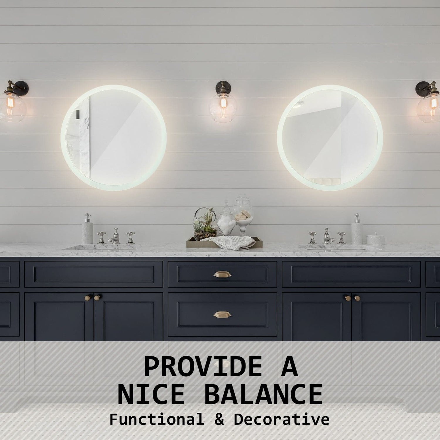 La Bella LED Wall Mirror Round Touch Anti-Fog Makeup Decor Bathroom Vanity 50cm-Health &amp; Beauty &gt; Makeup Mirrors-PEROZ Accessories