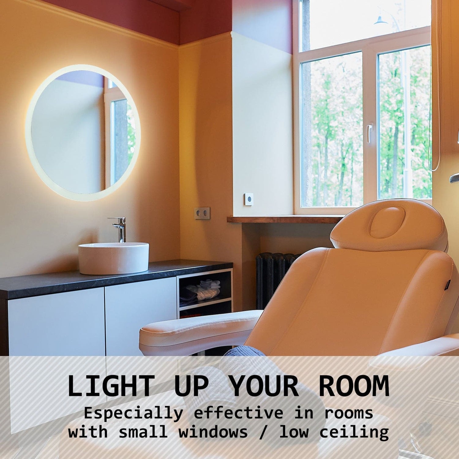 La Bella LED Wall Mirror Round Touch Anti-Fog Makeup Decor Bathroom Vanity 50cm-Health &amp; Beauty &gt; Makeup Mirrors-PEROZ Accessories