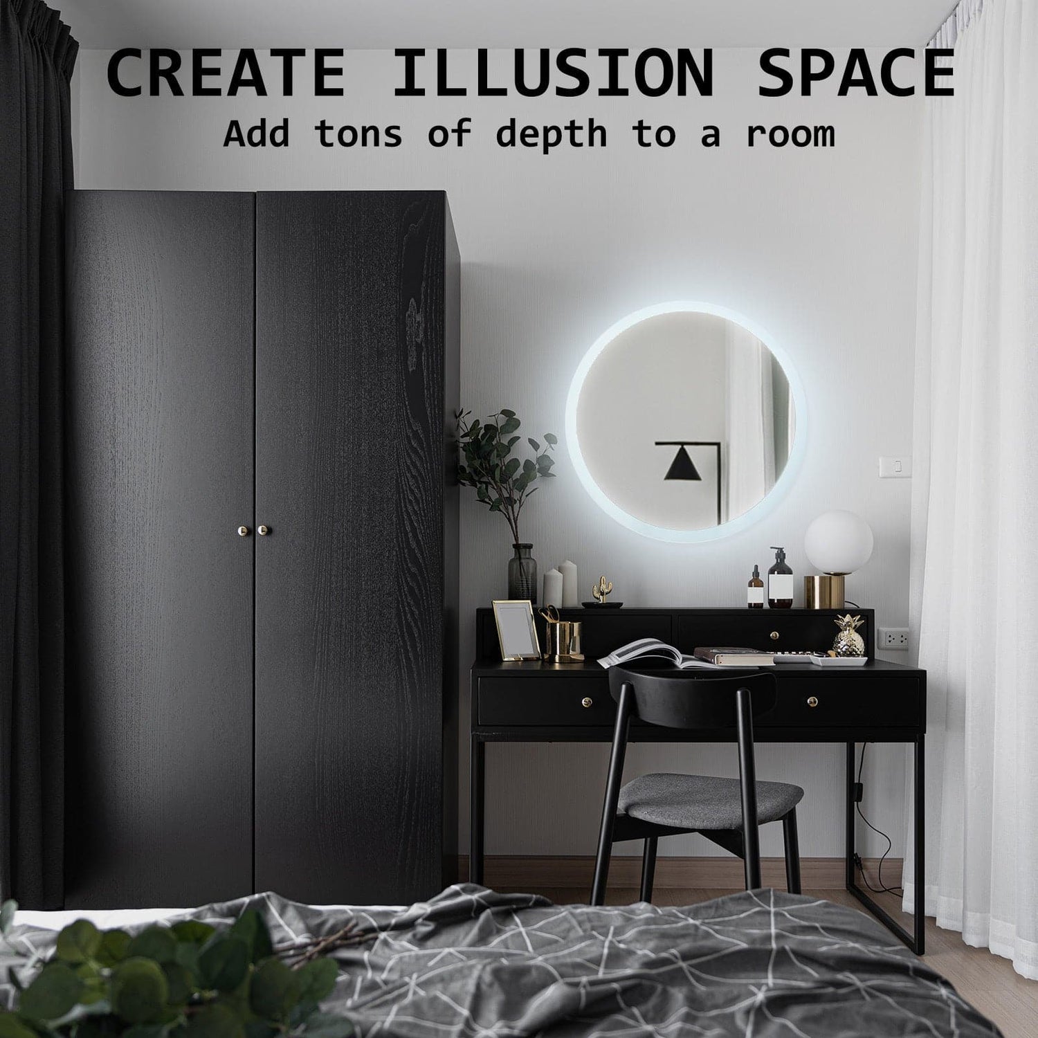 La Bella LED Wall Mirror Round Touch Anti-Fog Makeup Decor Bathroom Vanity 50cm-Health &amp; Beauty &gt; Makeup Mirrors-PEROZ Accessories