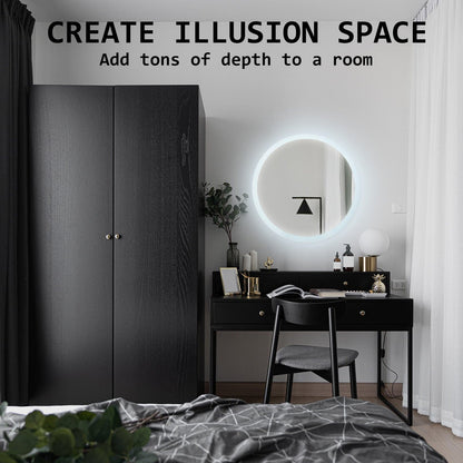 La Bella LED Wall Mirror Round Touch Anti-Fog Makeup Decor Bathroom Vanity 50cm-Health &amp; Beauty &gt; Makeup Mirrors-PEROZ Accessories