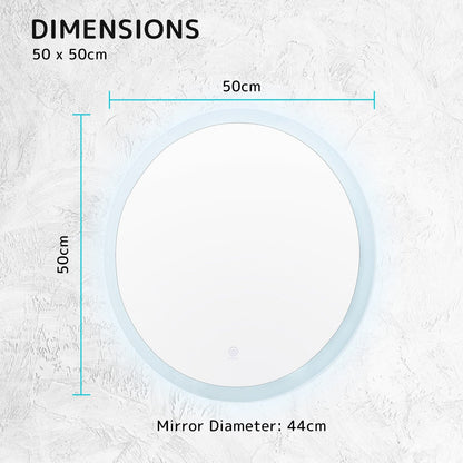 La Bella LED Wall Mirror Round Touch Anti-Fog Makeup Decor Bathroom Vanity 50cm-Health &amp; Beauty &gt; Makeup Mirrors-PEROZ Accessories