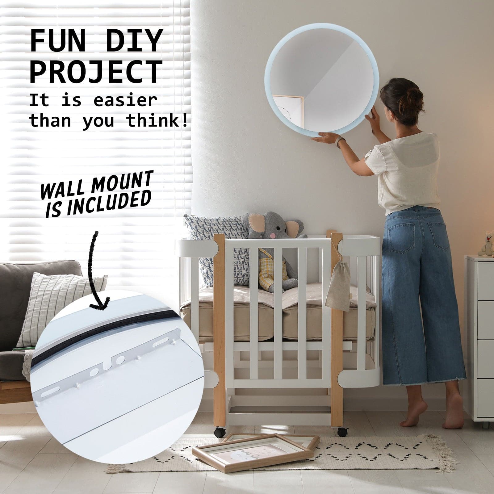 La Bella LED Wall Mirror Round Touch Anti-Fog Makeup Decor Bathroom Vanity 60cm-Health &amp; Beauty &gt; Makeup Mirrors-PEROZ Accessories