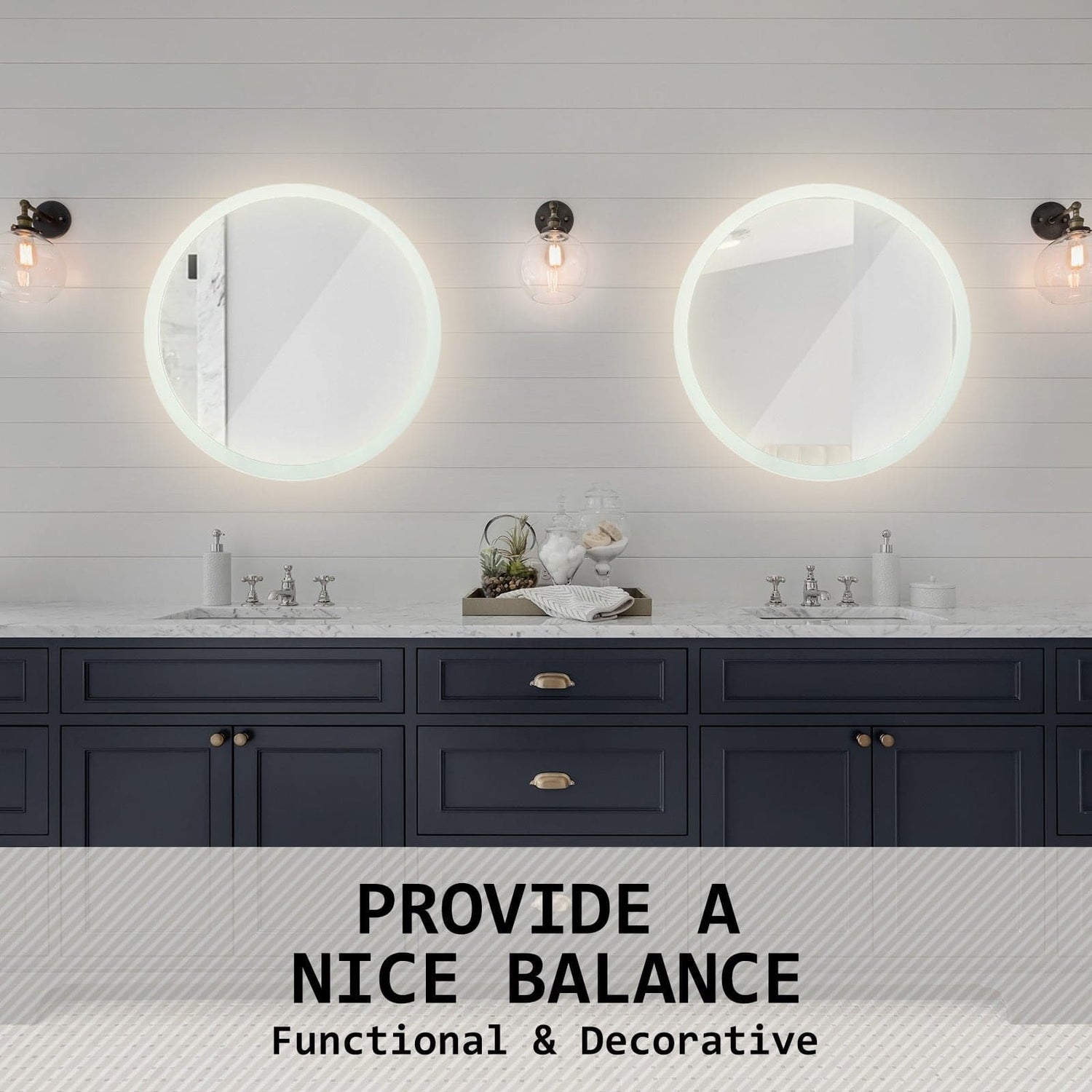 La Bella LED Wall Mirror Round Touch Anti-Fog Makeup Decor Bathroom Vanity 70cm-Health &amp; Beauty &gt; Makeup Mirrors-PEROZ Accessories
