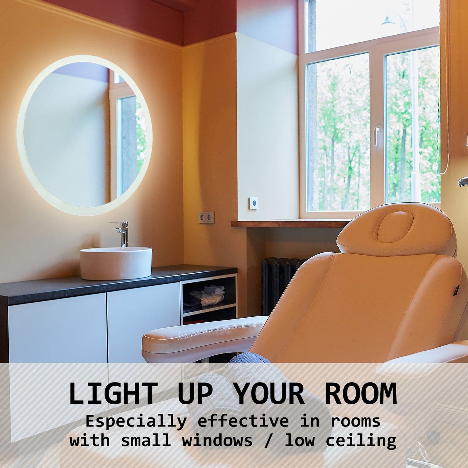 La Bella LED Wall Mirror Round Touch Anti-Fog Makeup Decor Bathroom Vanity 70cm-Health &amp; Beauty &gt; Makeup Mirrors-PEROZ Accessories
