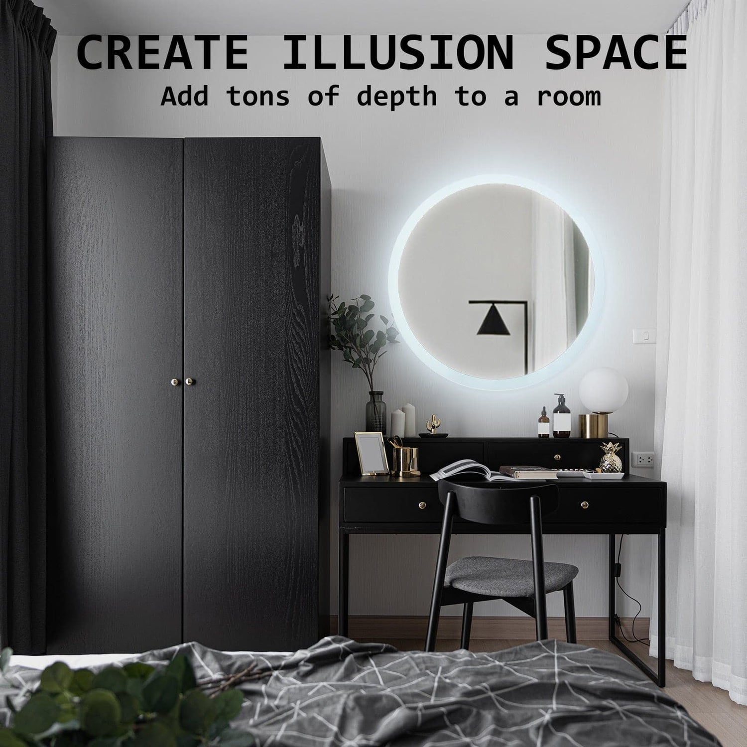 La Bella LED Wall Mirror Round Touch Anti-Fog Makeup Decor Bathroom Vanity 70cm-Health &amp; Beauty &gt; Makeup Mirrors-PEROZ Accessories