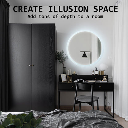 La Bella LED Wall Mirror Round Touch Anti-Fog Makeup Decor Bathroom Vanity 70cm-Health &amp; Beauty &gt; Makeup Mirrors-PEROZ Accessories