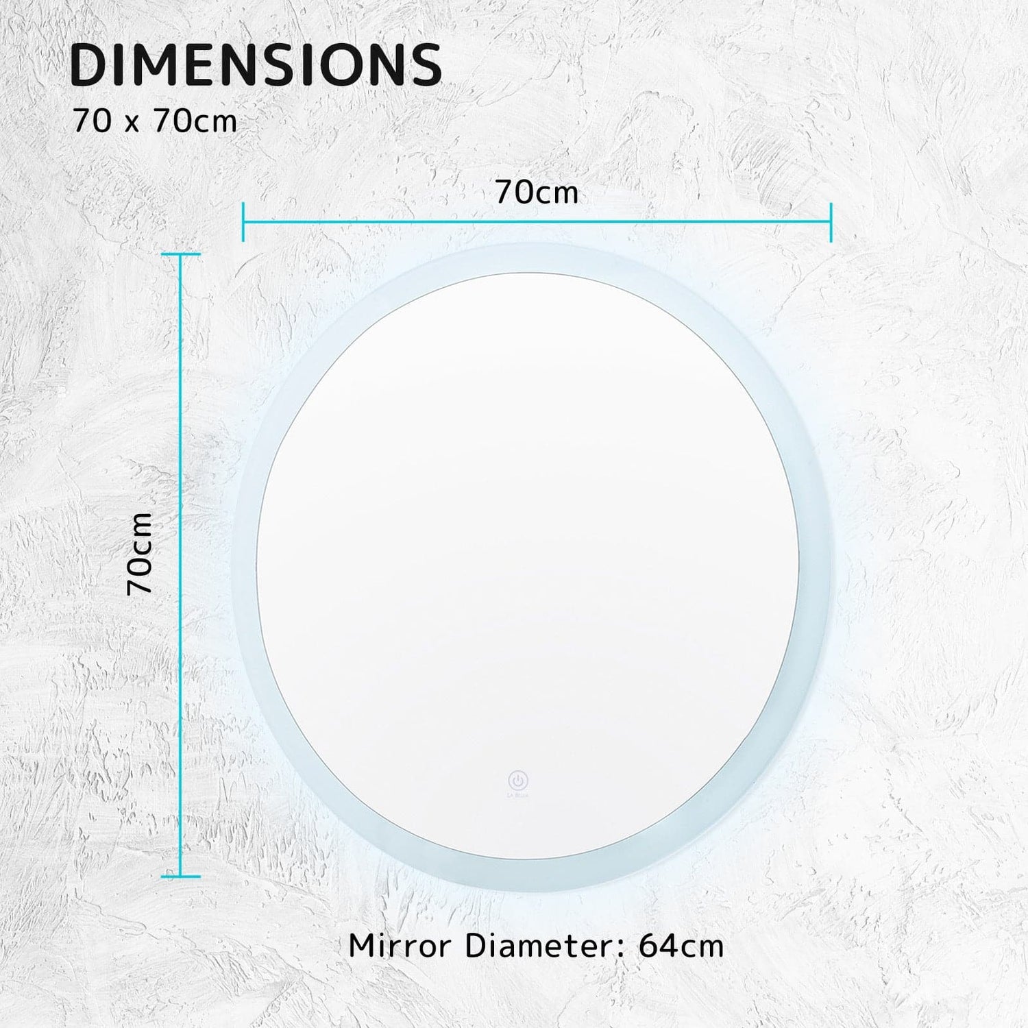 La Bella LED Wall Mirror Round Touch Anti-Fog Makeup Decor Bathroom Vanity 70cm-Health &amp; Beauty &gt; Makeup Mirrors-PEROZ Accessories