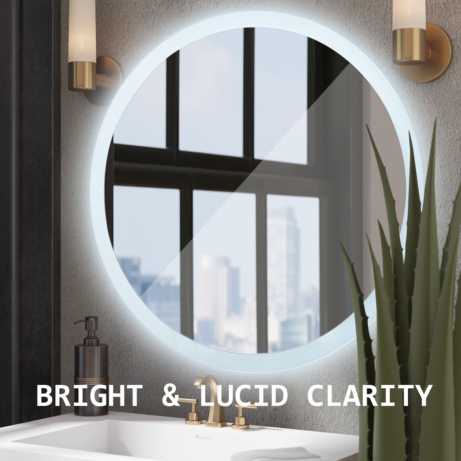 La Bella LED Wall Mirror Round Touch Anti-Fog Makeup Decor Bathroom Vanity 80cm-Health &amp; Beauty &gt; Makeup Mirrors-PEROZ Accessories