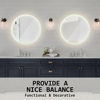La Bella LED Wall Mirror Round Touch Anti-Fog Makeup Decor Bathroom Vanity 80cm-Health &amp; Beauty &gt; Makeup Mirrors-PEROZ Accessories
