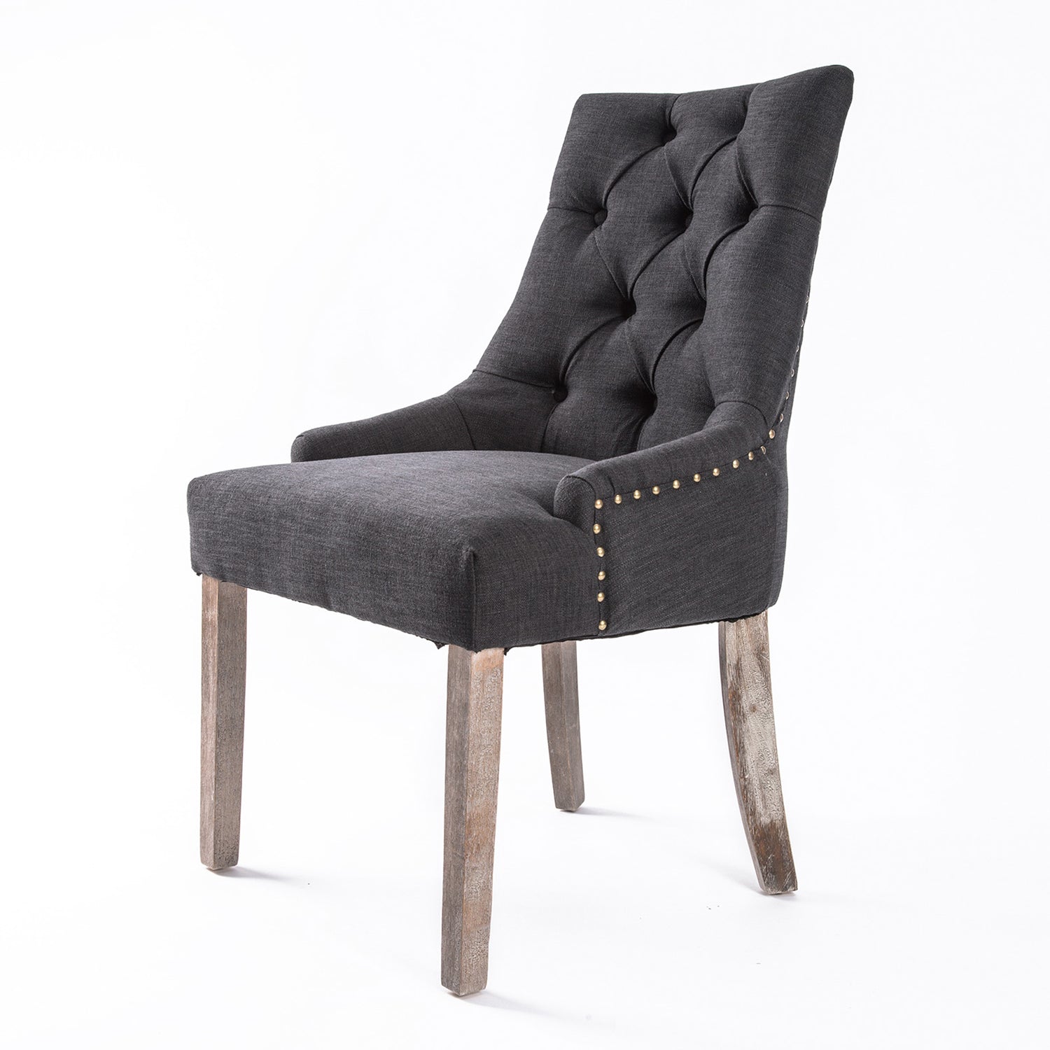 La Bella Black (Charcoal) French Provincial Dining Chair Amour Oak Leg-Furniture &gt; Bar Stools &amp; Chairs-PEROZ Accessories