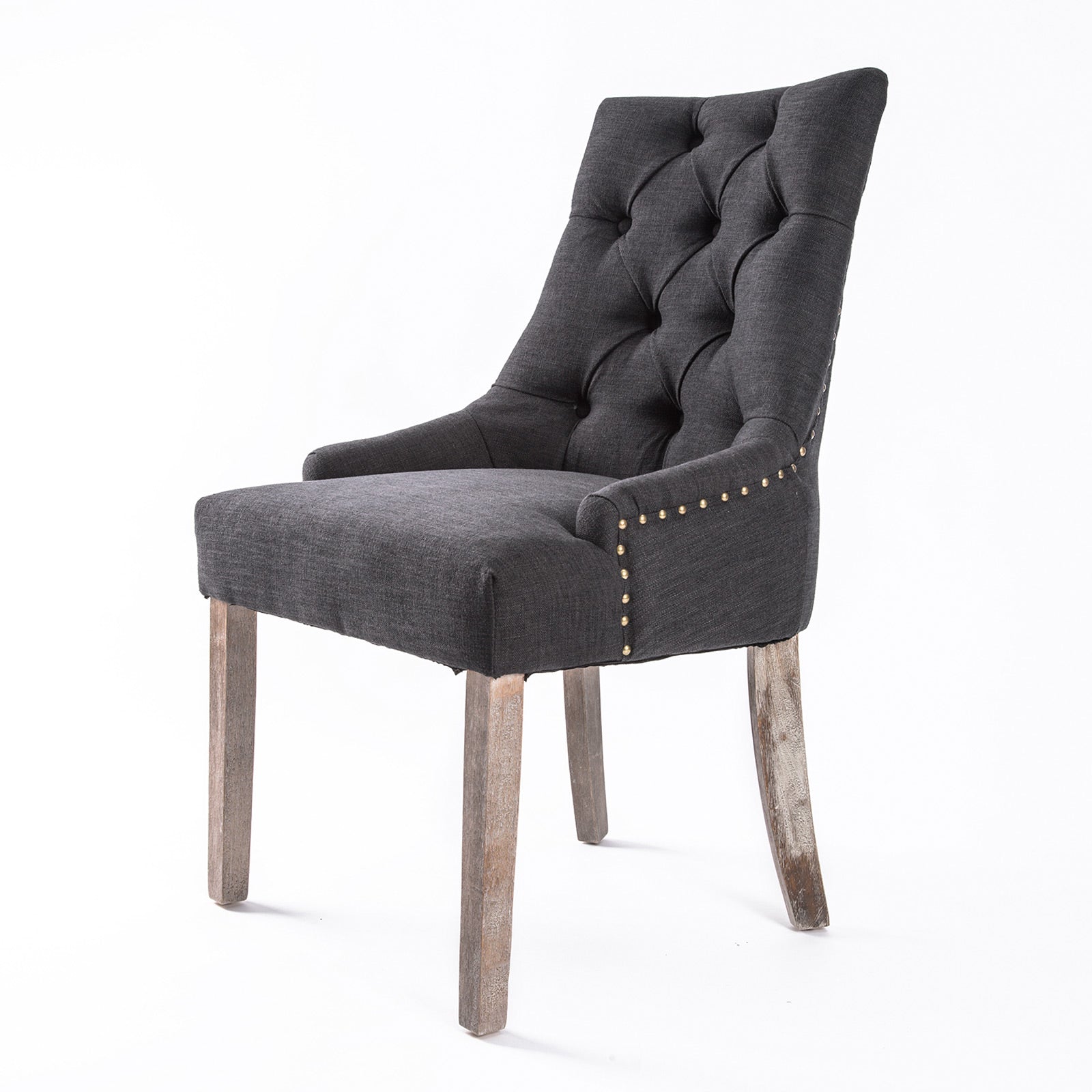 La Bella Black (Charcoal) French Provincial Dining Chair Amour Oak Leg-Furniture &gt; Bar Stools &amp; Chairs-PEROZ Accessories