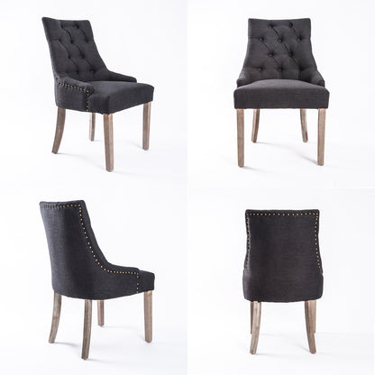 La Bella Black (Charcoal) French Provincial Dining Chair Amour Oak Leg-Furniture &gt; Bar Stools &amp; Chairs-PEROZ Accessories