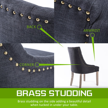 La Bella Black (Charcoal) French Provincial Dining Chair Amour Oak Leg-Furniture &gt; Bar Stools &amp; Chairs-PEROZ Accessories