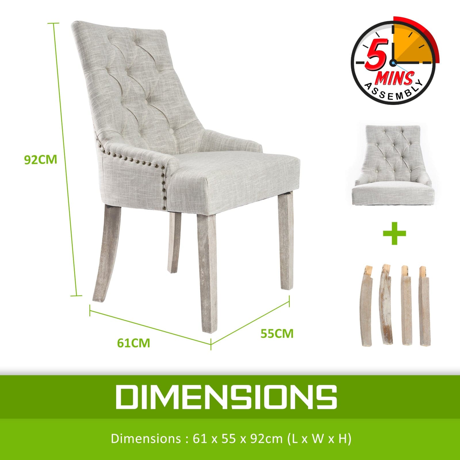 La Bella 2 Set Cream French Provincial Dining Chair Amour Oak Leg-Furniture &gt; Bar Stools &amp; Chairs-PEROZ Accessories