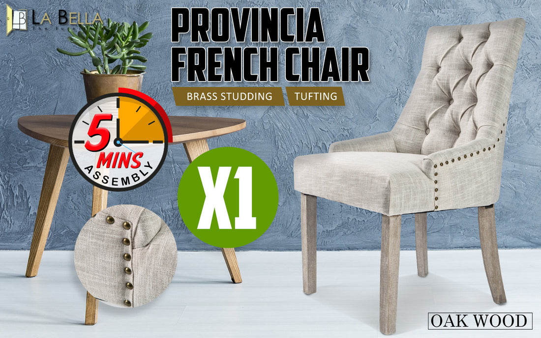 La Bella Cream French Provincial Dining Chair Amour Oak Leg-Furniture &gt; Bar Stools &amp; Chairs-PEROZ Accessories