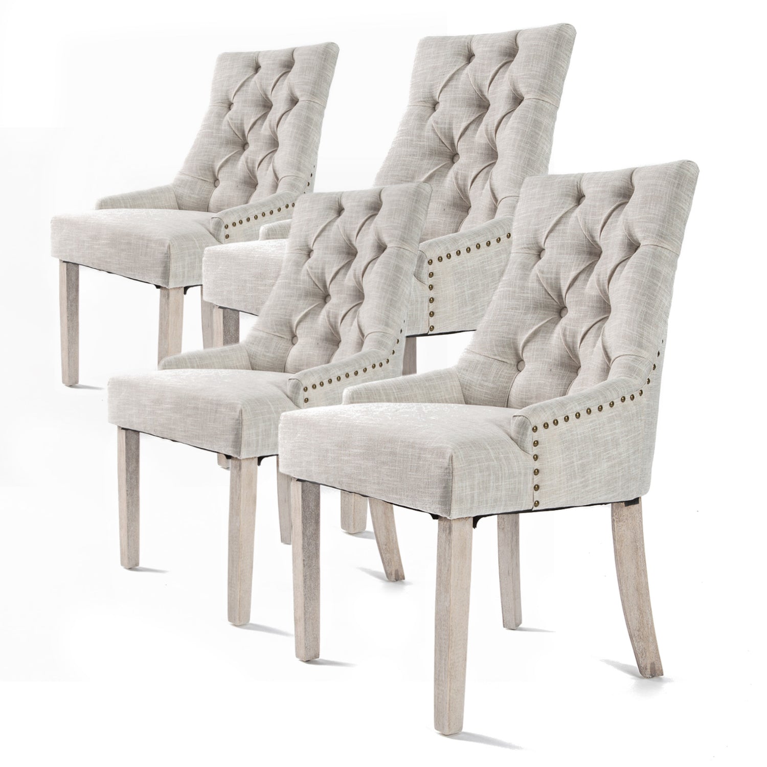 La Bella 4 Set Cream French Provincial Dining Chair Amour Oak Leg-Furniture &gt; Bar Stools &amp; Chairs-PEROZ Accessories