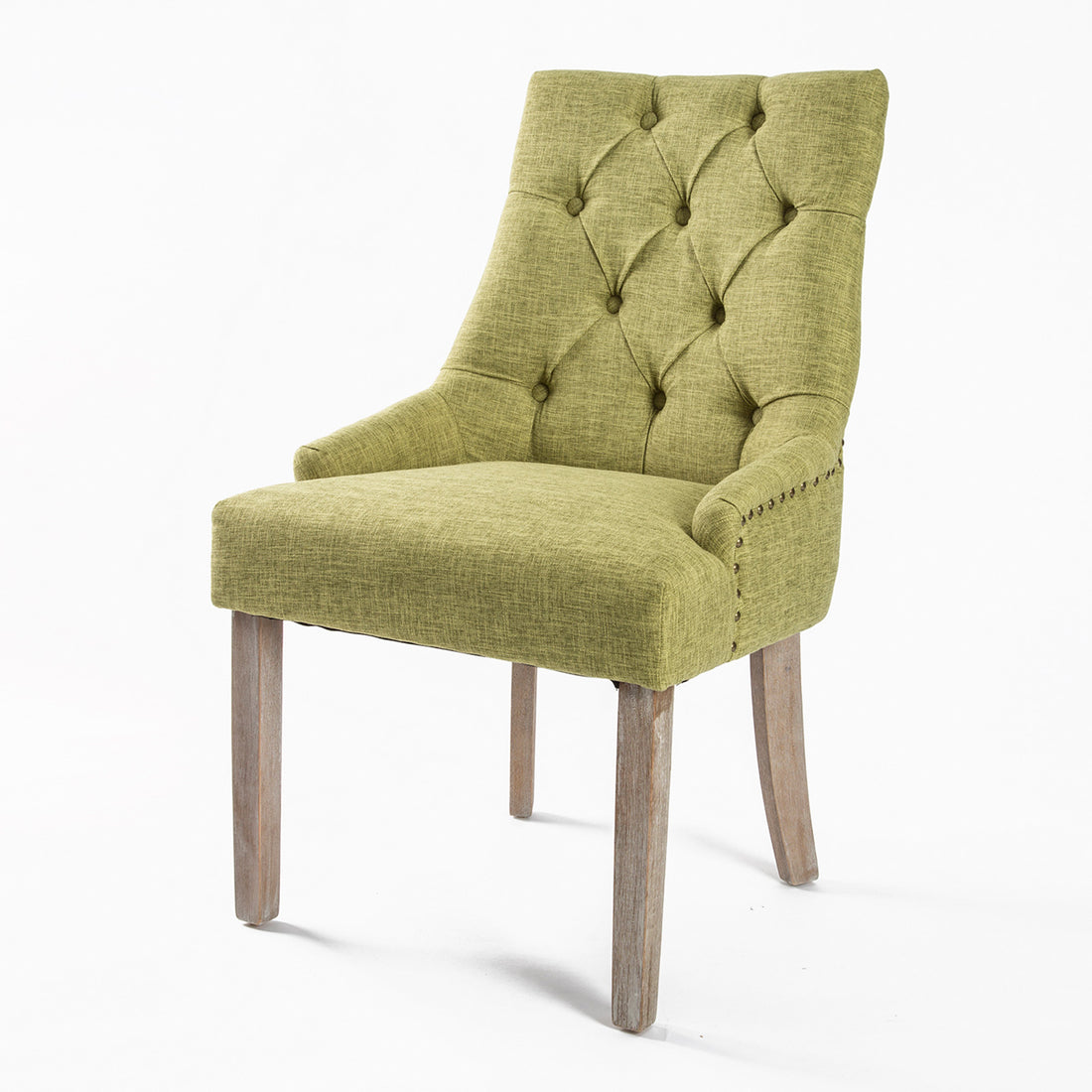 La Bella Green French Provincial Dining Chair Amour Oak Leg-Furniture &gt; Bar Stools &amp; Chairs-PEROZ Accessories