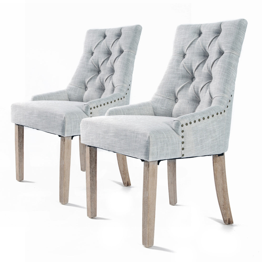 La Bella 2 Set Grey French Provincial Dining Chair Amour Oak Leg-Furniture &gt; Bar Stools &amp; Chairs-PEROZ Accessories