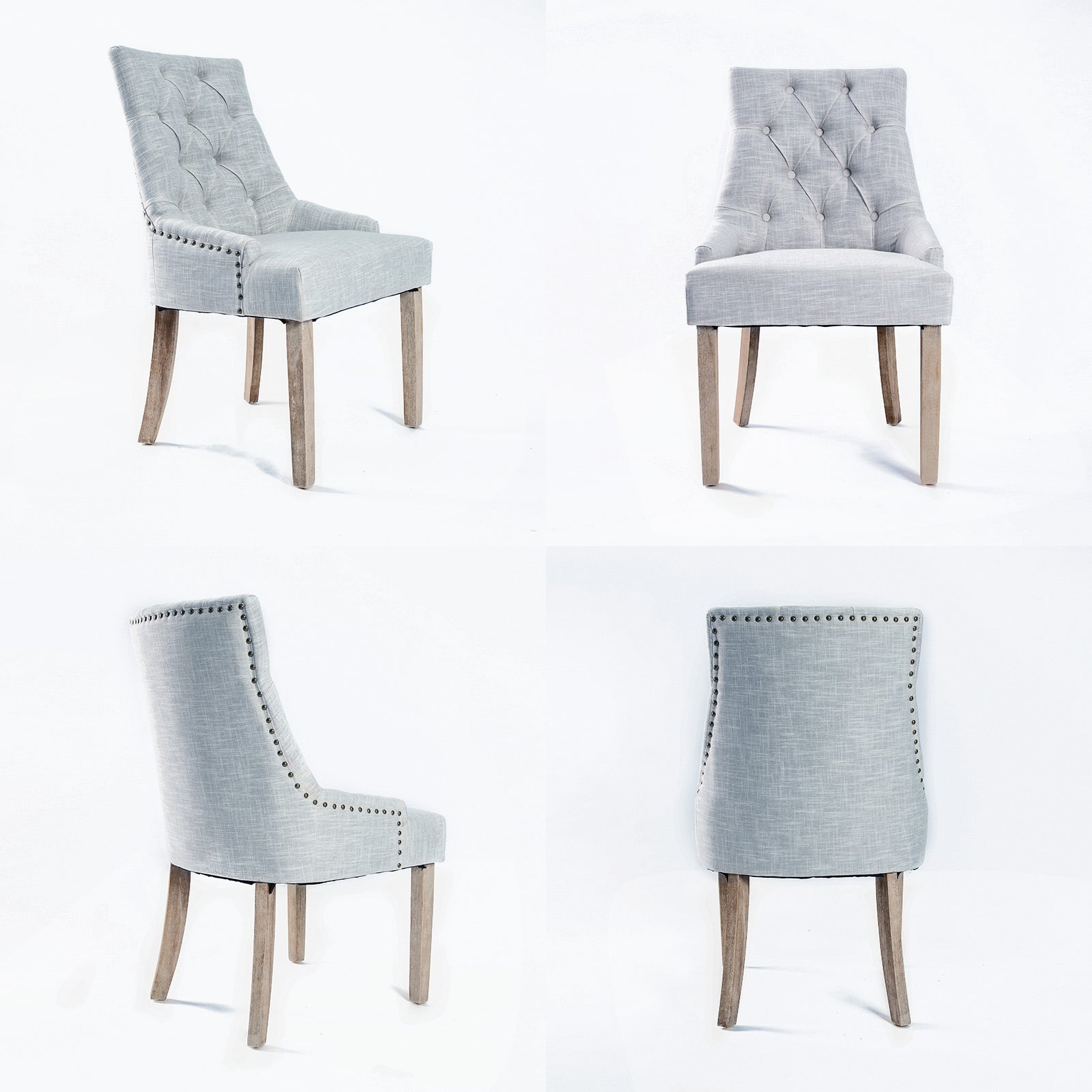 La Bella Grey French Provincial Dining Chair Amour Oak Leg-Furniture &gt; Bar Stools &amp; Chairs-PEROZ Accessories