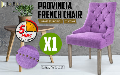 La Bella Violet French Provincial Dining Chair Amour Oak Leg-Furniture &gt; Bar Stools &amp; Chairs-PEROZ Accessories