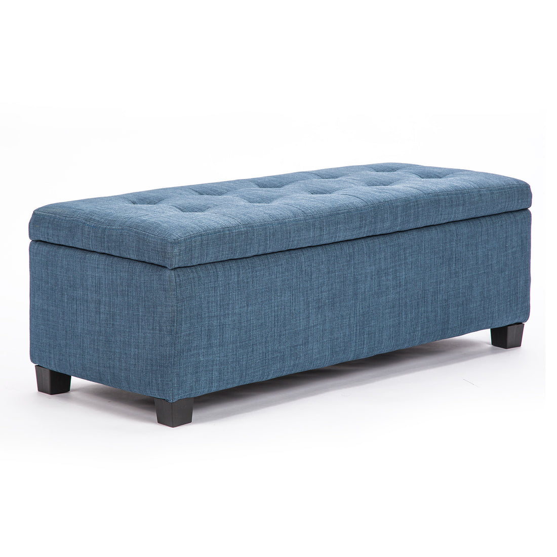 La Bella 102cm Dark Blue Storage Ottoman Stool Fabric-Ottomans-PEROZ Accessories