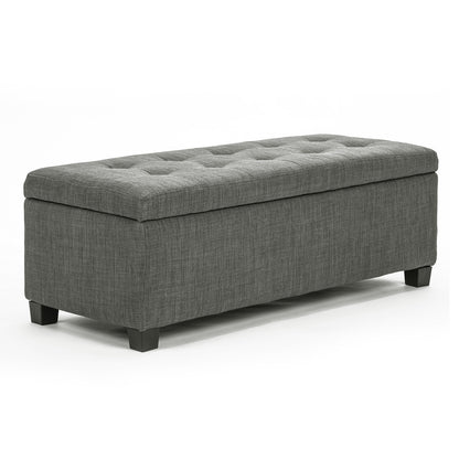 La Bella 102cm Dark Grey Storage Ottoman Stool Fabric-Ottomans-PEROZ Accessories