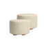 La Bella 2 Set Beige Fabric Ottoman Round Wooden Leg Foot Stool-Ottomans-PEROZ Accessories