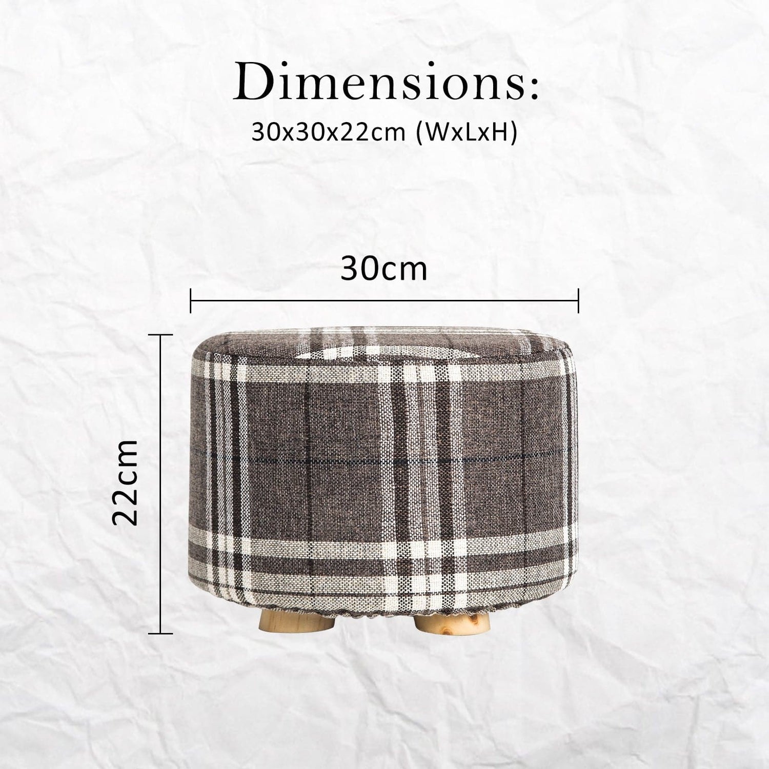 La Bella 2 Set Lattice Fabric Ottoman Round Wooden Leg Foot Stool-Ottomans-PEROZ Accessories