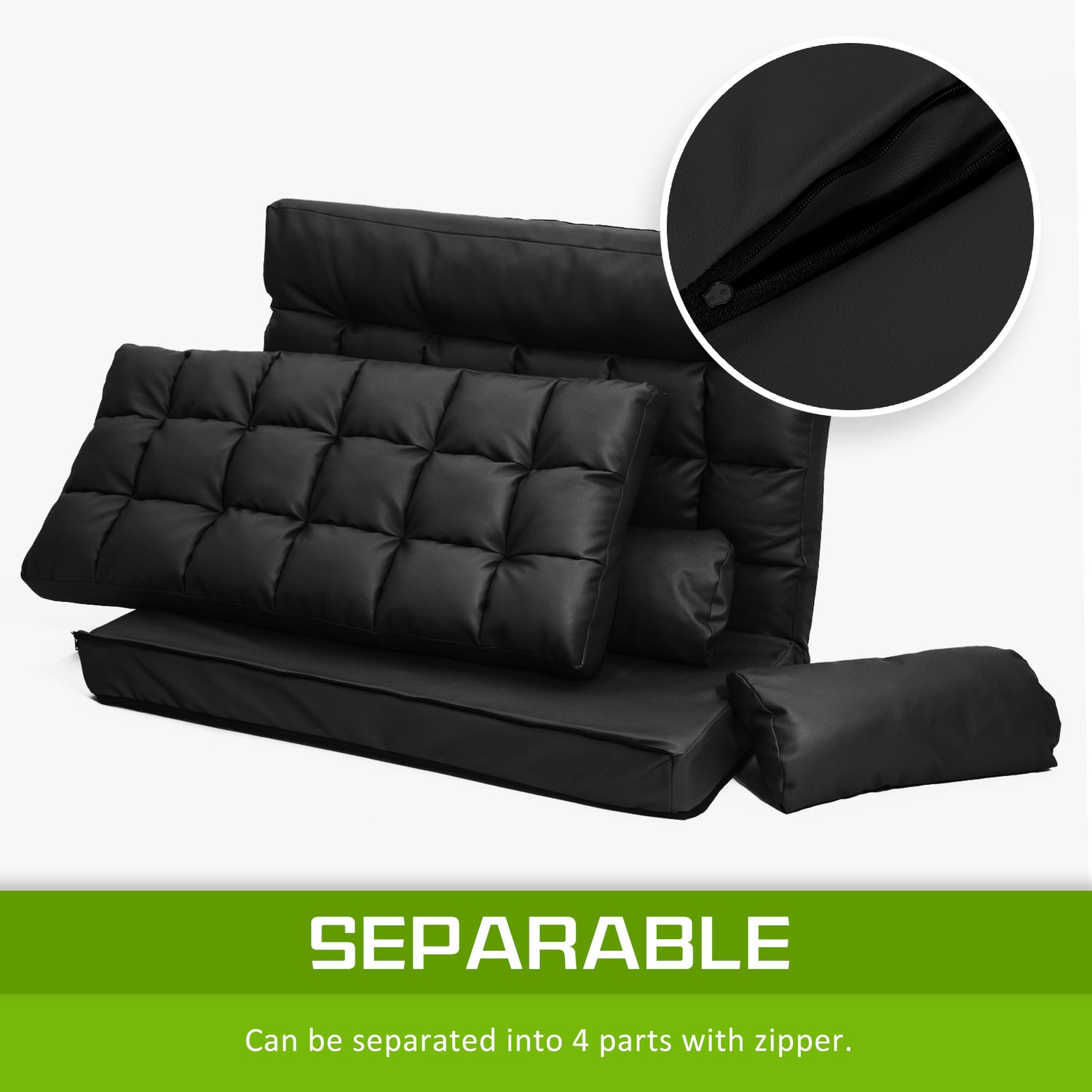 La Bella Double Seat Couch Bed Black Sofa Gemini Leather-Furniture &gt; Sofas-PEROZ Accessories