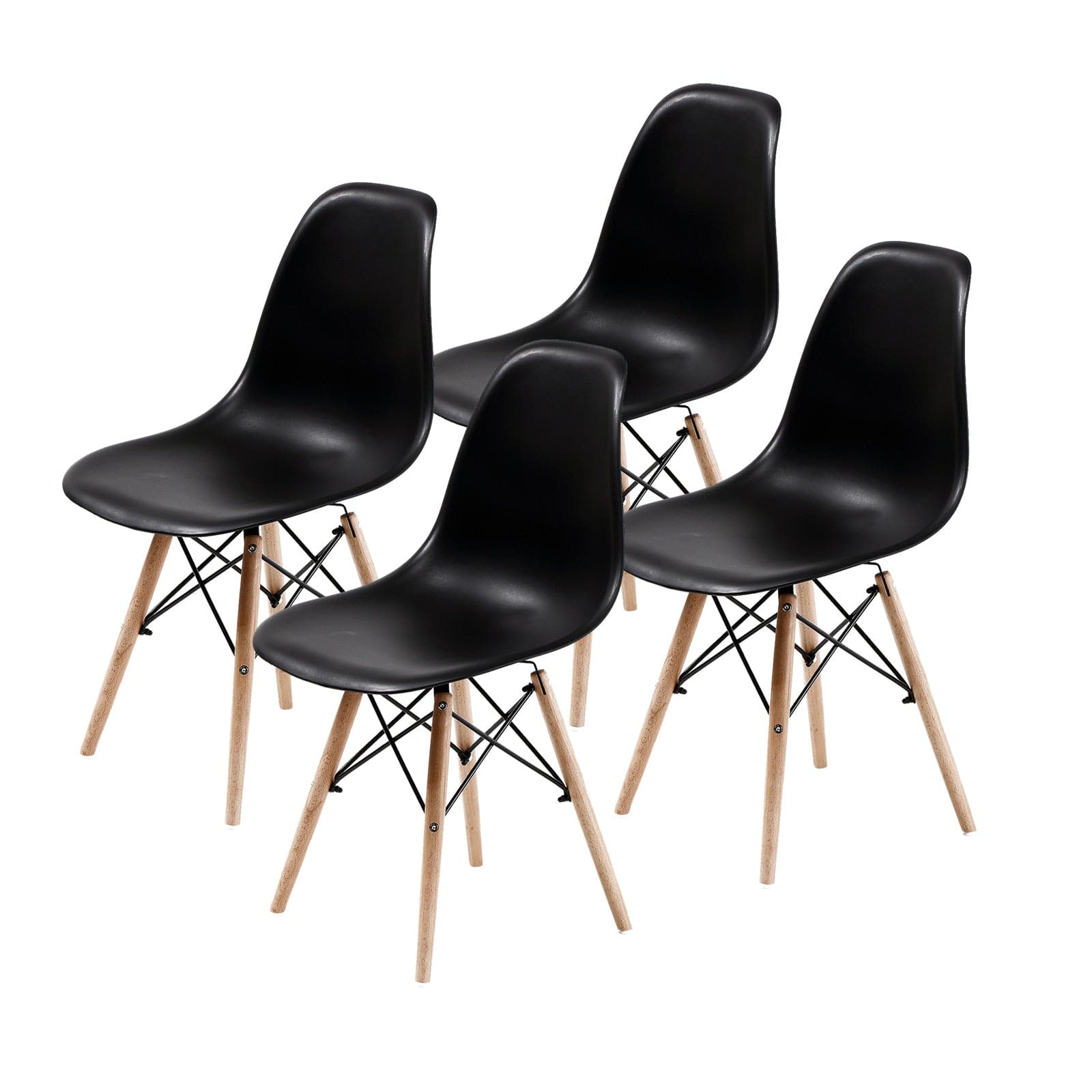 La Bella 4 Set Black Retro Dining Cafe Chair DSW PP-Furniture &gt; Bar Stools &amp; Chairs-PEROZ Accessories