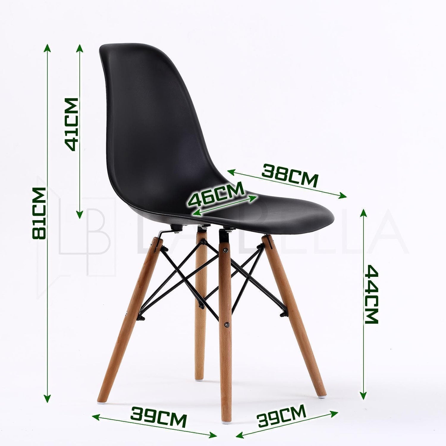 La Bella 4 Set Black Retro Dining Cafe Chair DSW PP-Furniture &gt; Bar Stools &amp; Chairs-PEROZ Accessories
