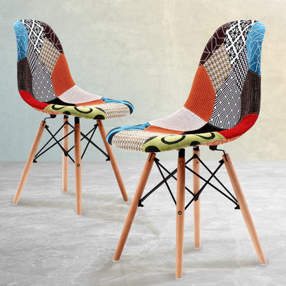 La Bella 2 Set Multi Colour Retro Dining Cafe Chair DSW Fabric-Furniture &gt; Bar Stools &amp; Chairs-PEROZ Accessories