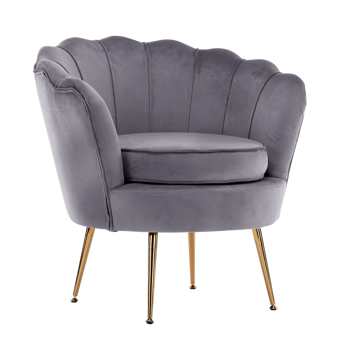 La Bella Shell Scallop Grey Armchair Lounge Chair Accent Velvet-Furniture &gt; Bar Stools &amp; Chairs-PEROZ Accessories